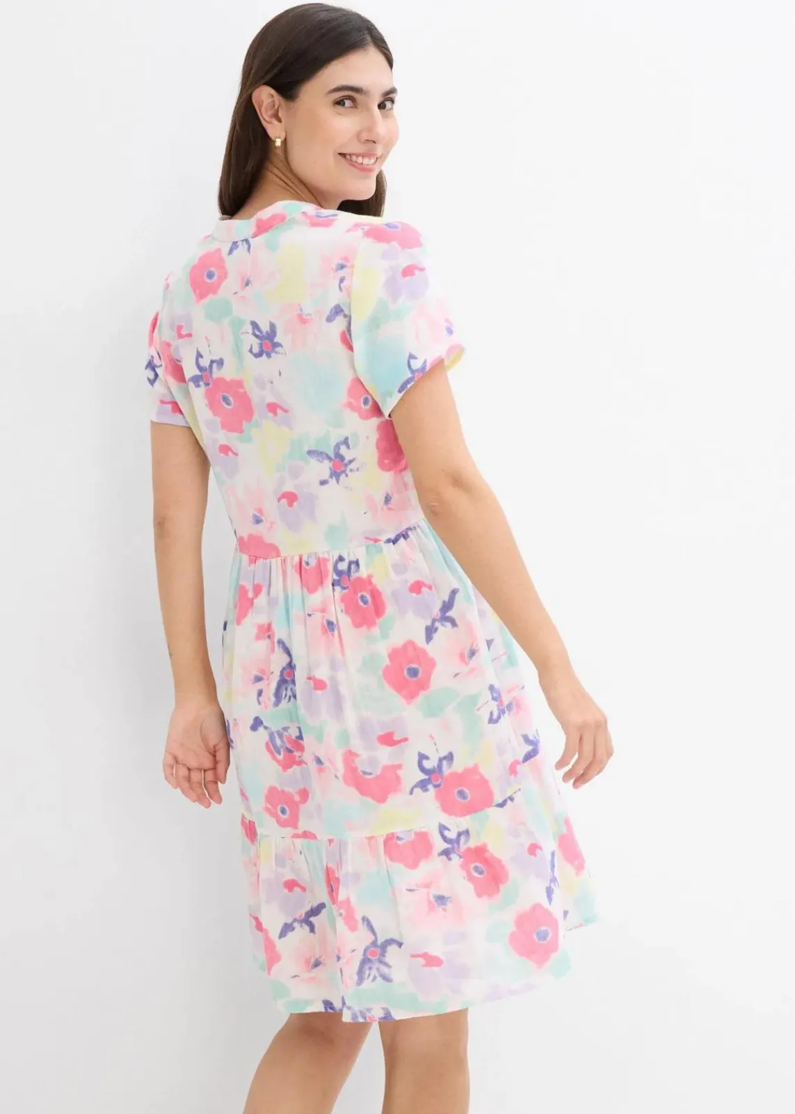 bonprix Bekleidung·Pullover & Strickjacken^Kleid aus Musselin bunt geblümt