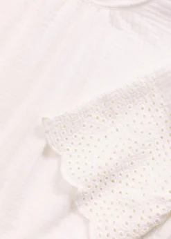 bonprix Bekleidung·Pullover & Strickjacken|Kleider^Kleid aus Musselin mit Lochstickerei wollweiß