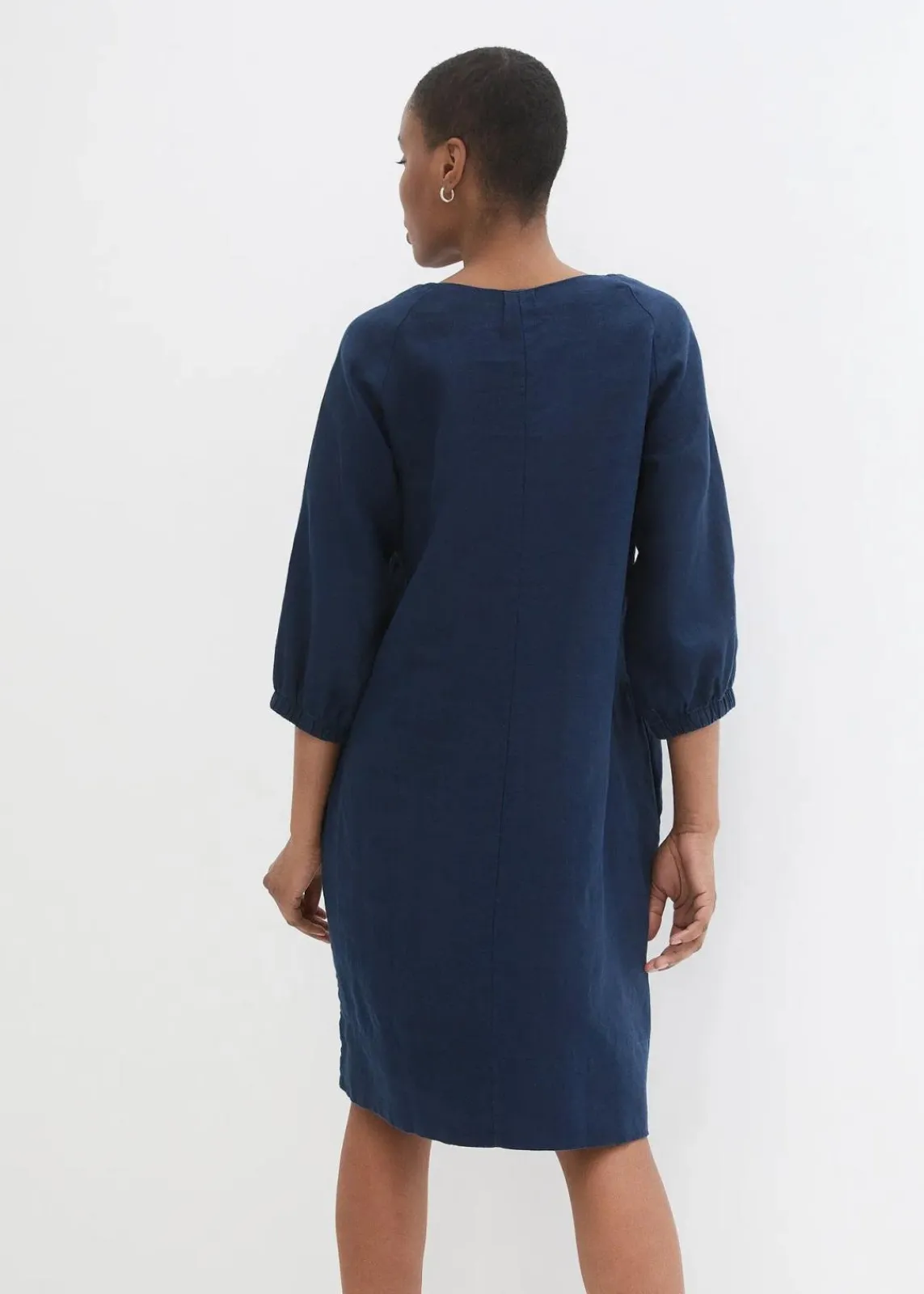 bonprix Bekleidung·Pullover & Strickjacken|Premium^Kleid aus reinem Leinen, 3/4 Arm dunkelblau