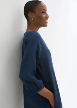 bonprix Bekleidung·Pullover & Strickjacken|Premium^Kleid aus reinem Leinen, 3/4 Arm dunkelblau