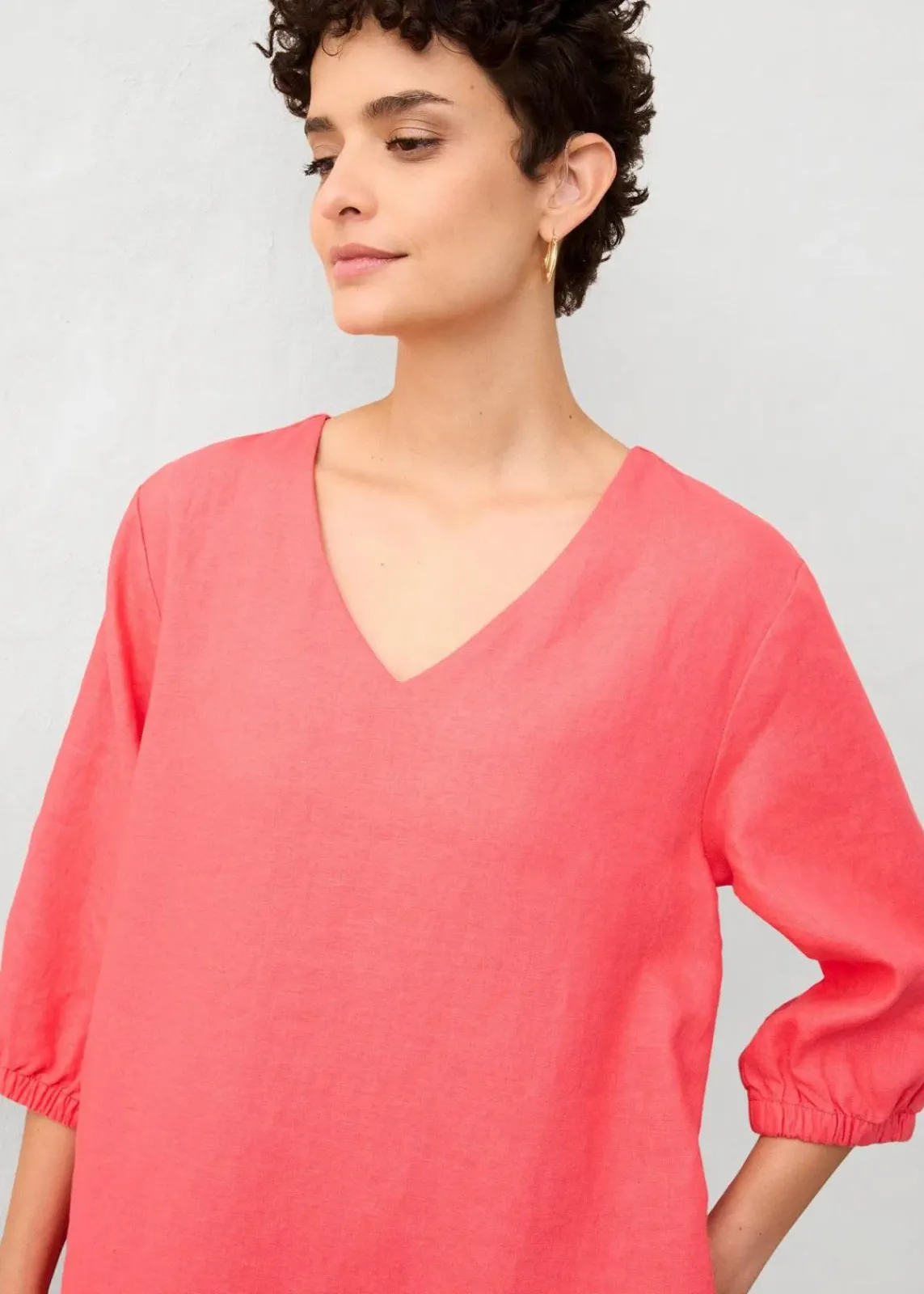 bonprix Nachhaltigere Materialien|Kleider^Kleid aus reinem Leinen, 3/4 Arm paradiespink