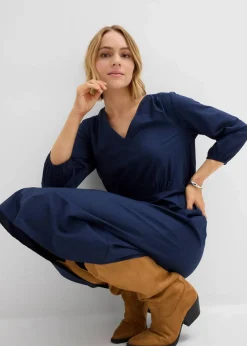 bonprix Bekleidung·Pullover & Strickjacken|Kleider^Kleid aus reiner Baumwolle dunkelblau