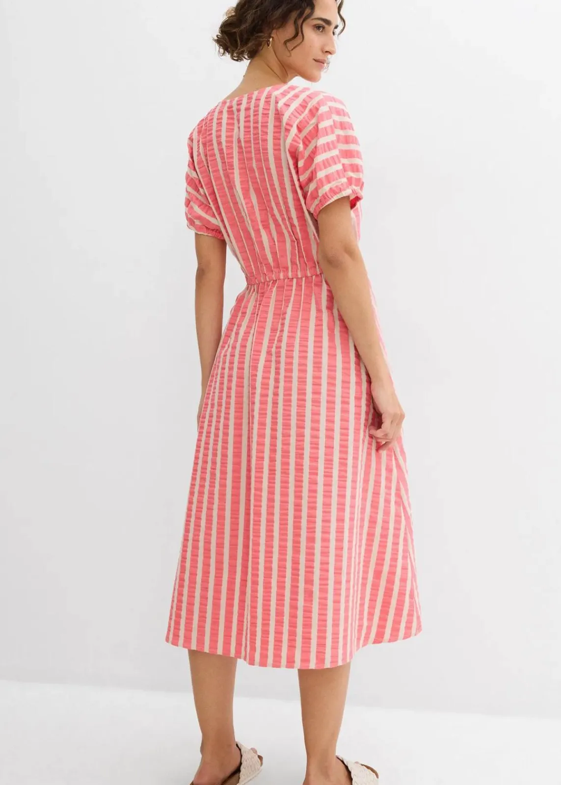 bonprix Bekleidung·Pullover & Strickjacken|Kleider^Kleid aus reiner Baumwolle hellpink/hellsand