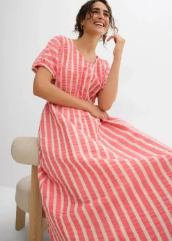 bonprix Bekleidung·Pullover & Strickjacken|Kleider^Kleid aus reiner Baumwolle hellpink/hellsand
