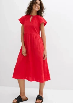 bonprix Bekleidung·Pullover & Strickjacken|Kleider^Kleid aus weichem Musselin erdbeere