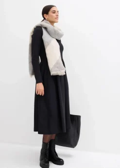 bonprix Kleider|Bekleidung·Pullover & Strickjacken^Kleid im Materialmix aus reiner Baumwolle schwarz