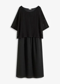 bonprix Kleider|Bekleidung·Pullover & Strickjacken^Kleid in 2 in 1 Optik schwarz