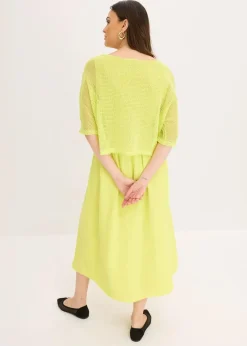 bonprix Bekleidung·Pullover & Strickjacken|Kleider^Kleid in 2 in 1 Optik zitrusgelb