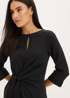 bonprix Bekleidung·Pullover & Strickjacken^Kleid mit Bindedetail schwarz
