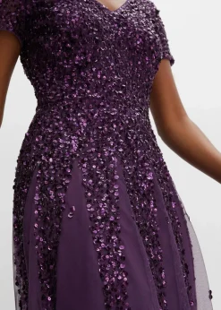 bonprix Kleider|Festliche Mode^Kleid mit Pailletten dunkellila