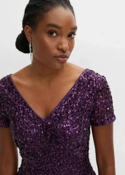 bonprix Kleider|Festliche Mode^Kleid mit Pailletten dunkellila