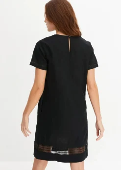 bonprix Bekleidung·Pullover & Strickjacken|Kleider^Kleid mit Spitzeneinsatz schwarz