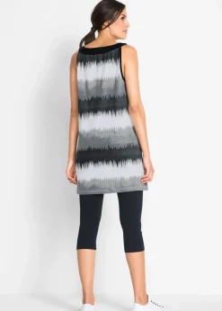 bonprix Bekleidung·Kleider|Hosen^Kleid+Capri-Leggings (2-tlg. Set) schwarz graphisch bedruckt