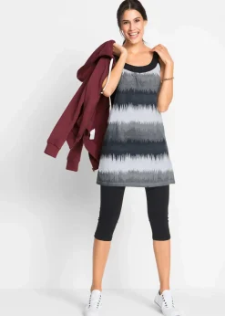 bonprix Bekleidung·Kleider|Hosen^Kleid+Capri-Leggings (2-tlg. Set) schwarz graphisch bedruckt