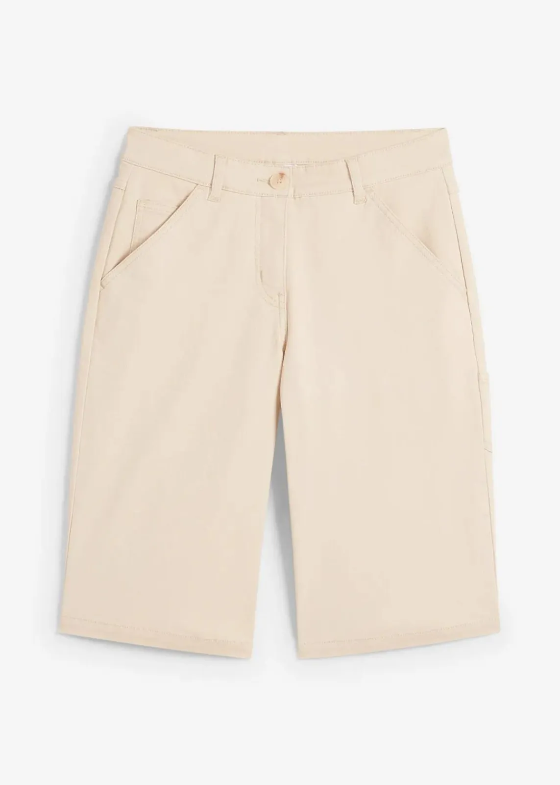 bonprix Hosen|Shorts^Knielange Baumwoll-Bermuda mit Utility-Details kieselbeige