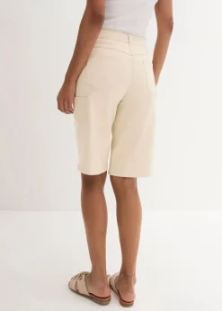 bonprix Hosen|Shorts^Knielange Baumwoll-Bermuda mit Utility-Details kieselbeige