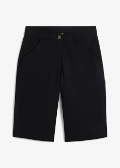 bonprix Bekleidung·Outdoorbekleidung|Bekleidung·Kleider^Knielange Baumwoll-Bermuda mit Utility-Details schwarz