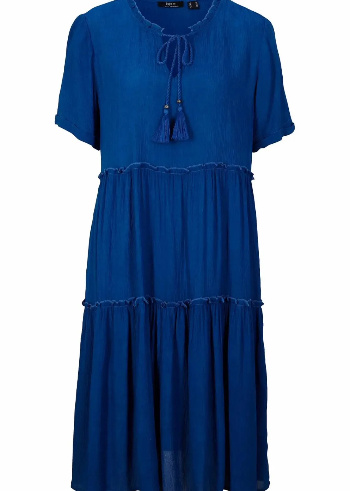 bonprix Kleider|Bekleidung·Pullover & Strickjacken^Knieumspielendes Viskose-Crinkle-Kleid mit Ausschnittdetail arktikblau