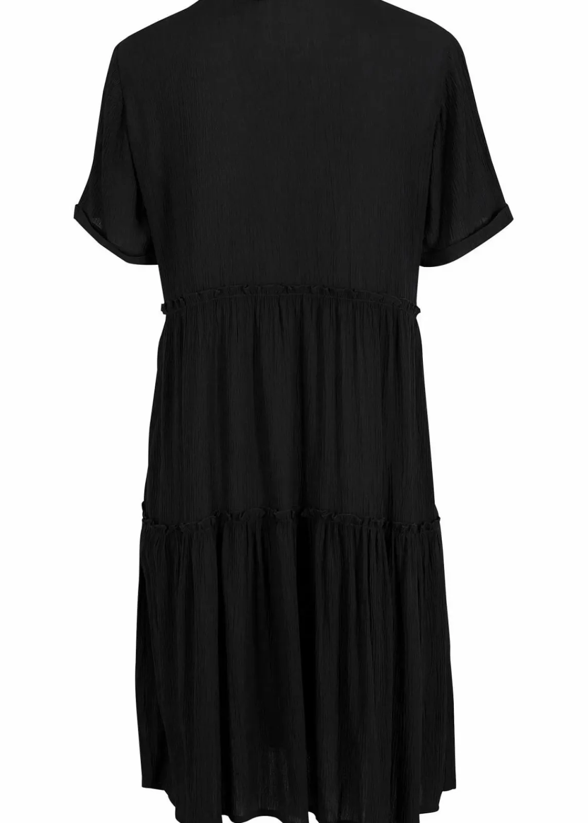 bonprix Bekleidung·Pullover & Strickjacken|Kleider^Knieumspielendes Viskose-Crinkle-Kleid mit Ausschnittdetail schwarz