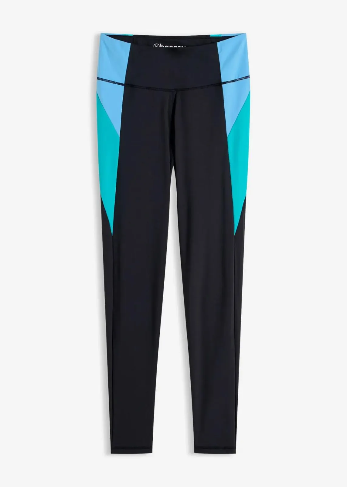 bonprix Bekleidung·Sweat|Bekleidung·Kleider^Komfort-Sport-Leggings in Kontrastfarben, schnelltrocknend schwarz/smaragd/brilliantblau