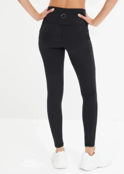 bonprix Bekleidung·Sweat|Bekleidung·Kleider^Komfort-Sport-Leggings mit transparentem Mesh und Handytasche schwarz