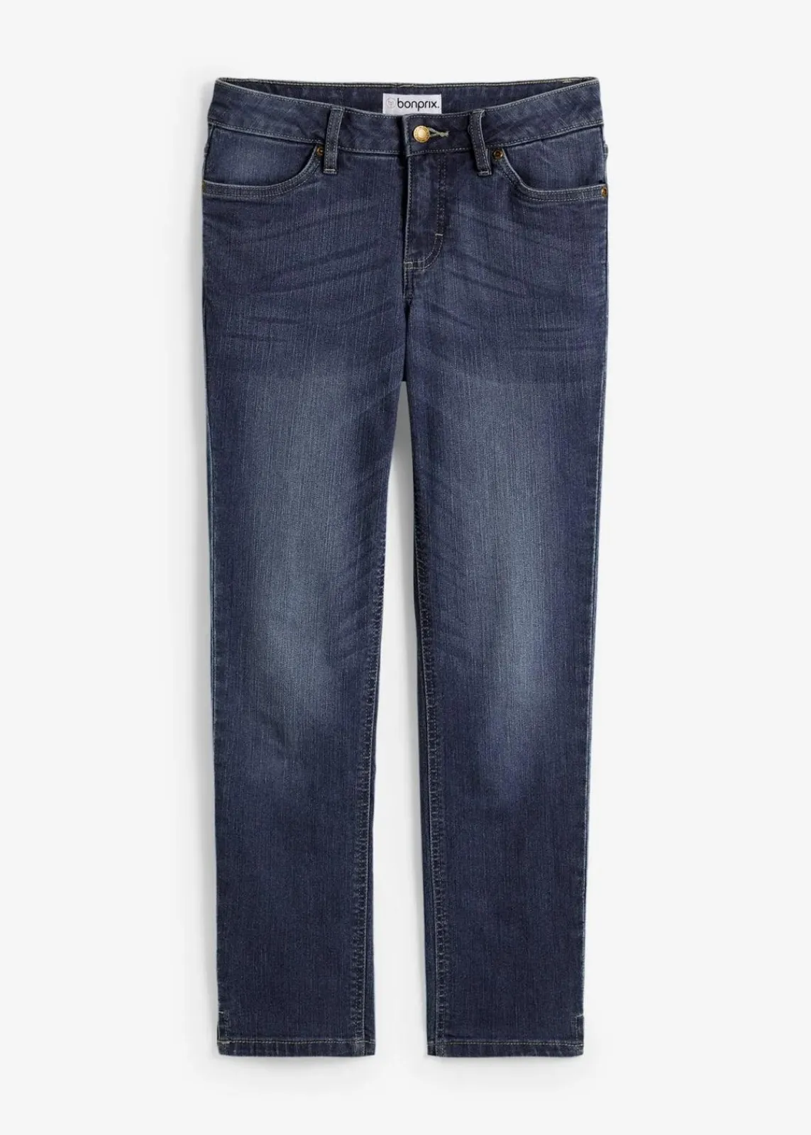 bonprix Jeans|Bekleidung·Shirts & Tops^Komfort-Stretch-7/8-Jeans mit Schlitz dunkelblau used