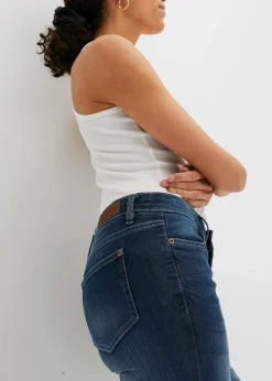 bonprix Jeans|Bekleidung·Shirts & Tops^Komfort-Stretch-7/8-Jeans mit Schlitz dunkelblau used