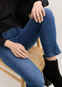bonprix Jeans|Bekleidung·Shirts & Tops^Komfort-Stretch-7/8-Jeans mit Schlitz blau denim used