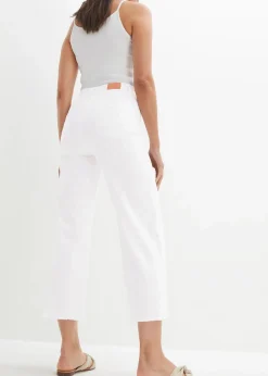 bonprix Jeans|Bekleidung·Shirts & Tops^7/8-Komfort-Stretch-Jeans, Wide Fit weiß twill