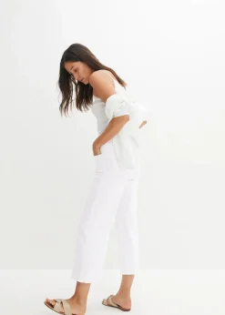 bonprix Jeans|Bekleidung·Shirts & Tops^7/8-Komfort-Stretch-Jeans, Wide Fit weiß twill