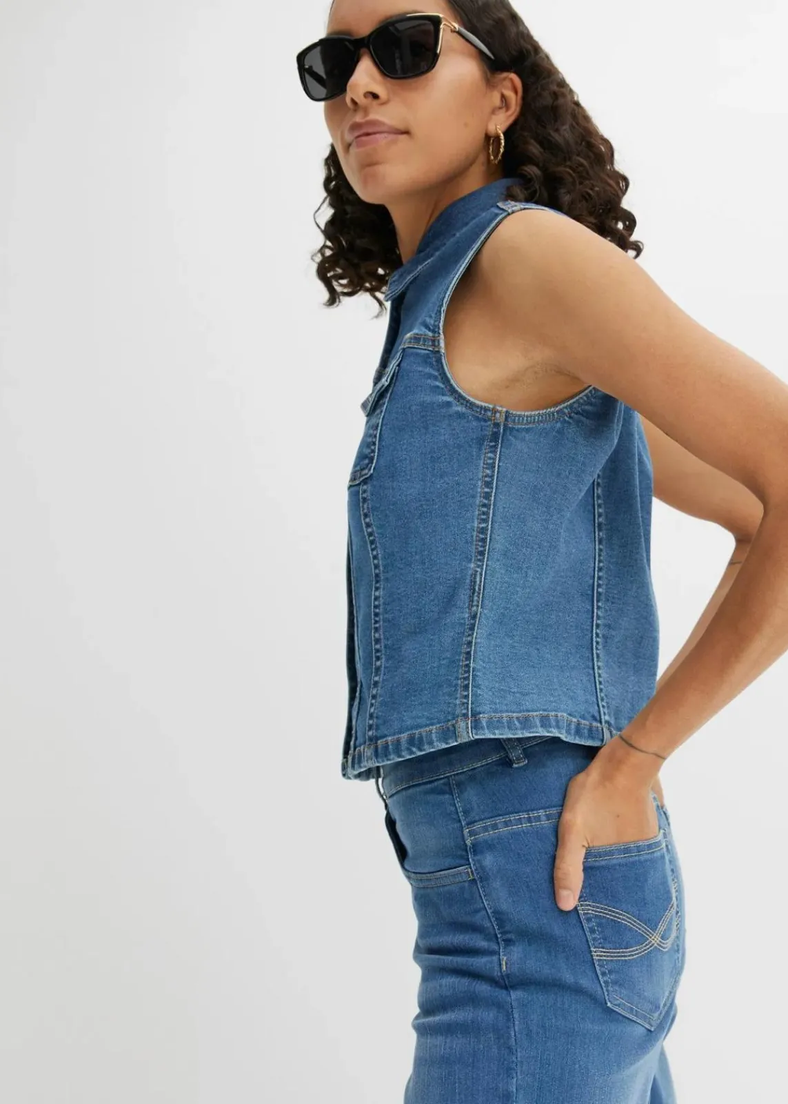 bonprix Bekleidung·Shirts & Tops|Jeans^7/8-Komfort-Stretch-Jeans, Wide Fit blau denim used