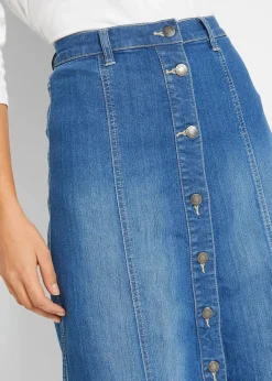 bonprix Bekleidung·Sportbekleidung|Röcke^Komfort-Stretch-Jeansrock, Midi-Länge blau used