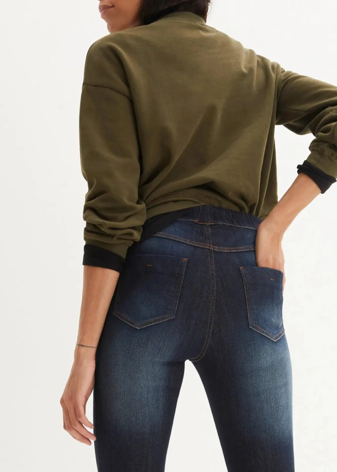 bonprix Bekleidung·Shirts & Tops|Jeans^Komfort-Stretch-Treggings dunkelblau used