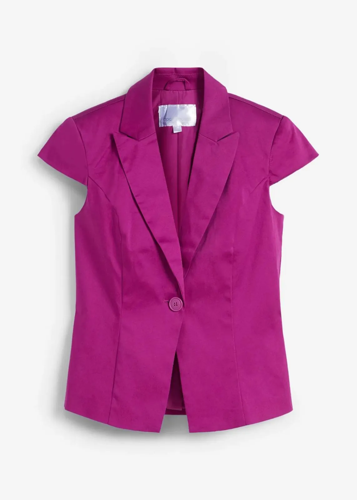 bonprix Blazer|Bekleidung·Basics^Kurzarm Blazer aus Baumwollsatin violettorchidee