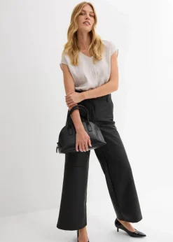 bonprix Blusen & Tuniken|Bekleidung·Jacken & Mäntel^Kurzarmbluse aus glänzendem Satin silber