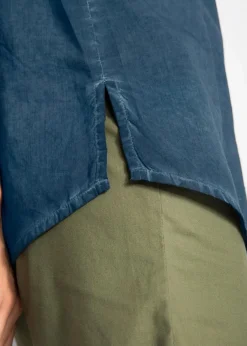 bonprix Blusen & Tuniken|Bekleidung·Jacken & Mäntel^Kurzarmbluse aus reiner Baumwolle dunkelblau