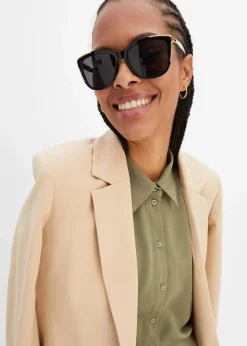bonprix Blusen & Tuniken|Nachhaltigere Materialien^Kurzarmbluse mit recyceltem Polyester oliv
