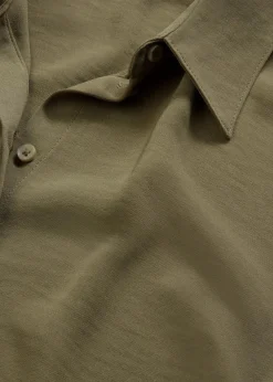 bonprix Blusen & Tuniken|Nachhaltigere Materialien^Kurzarmbluse mit recyceltem Polyester oliv