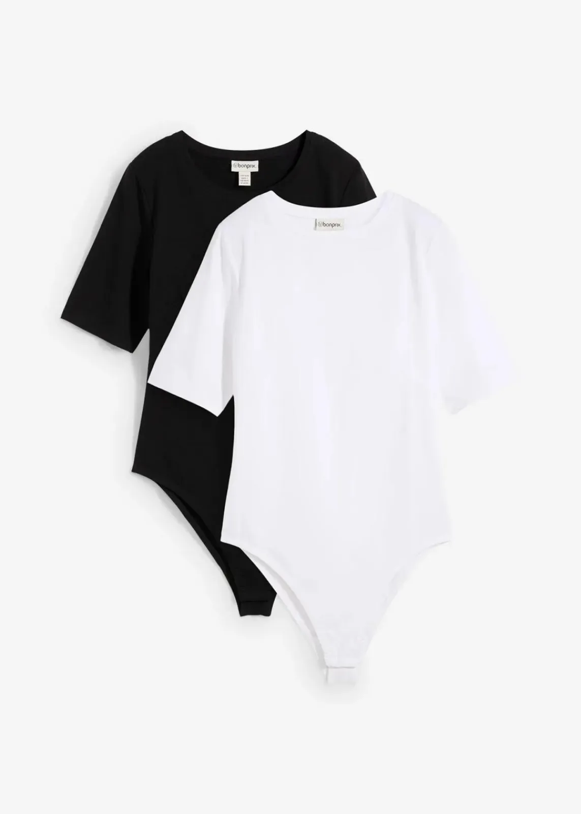 bonprix Basics|Shirts & Tops^Kurzarmbody (2er Pack) schwarz/weiß