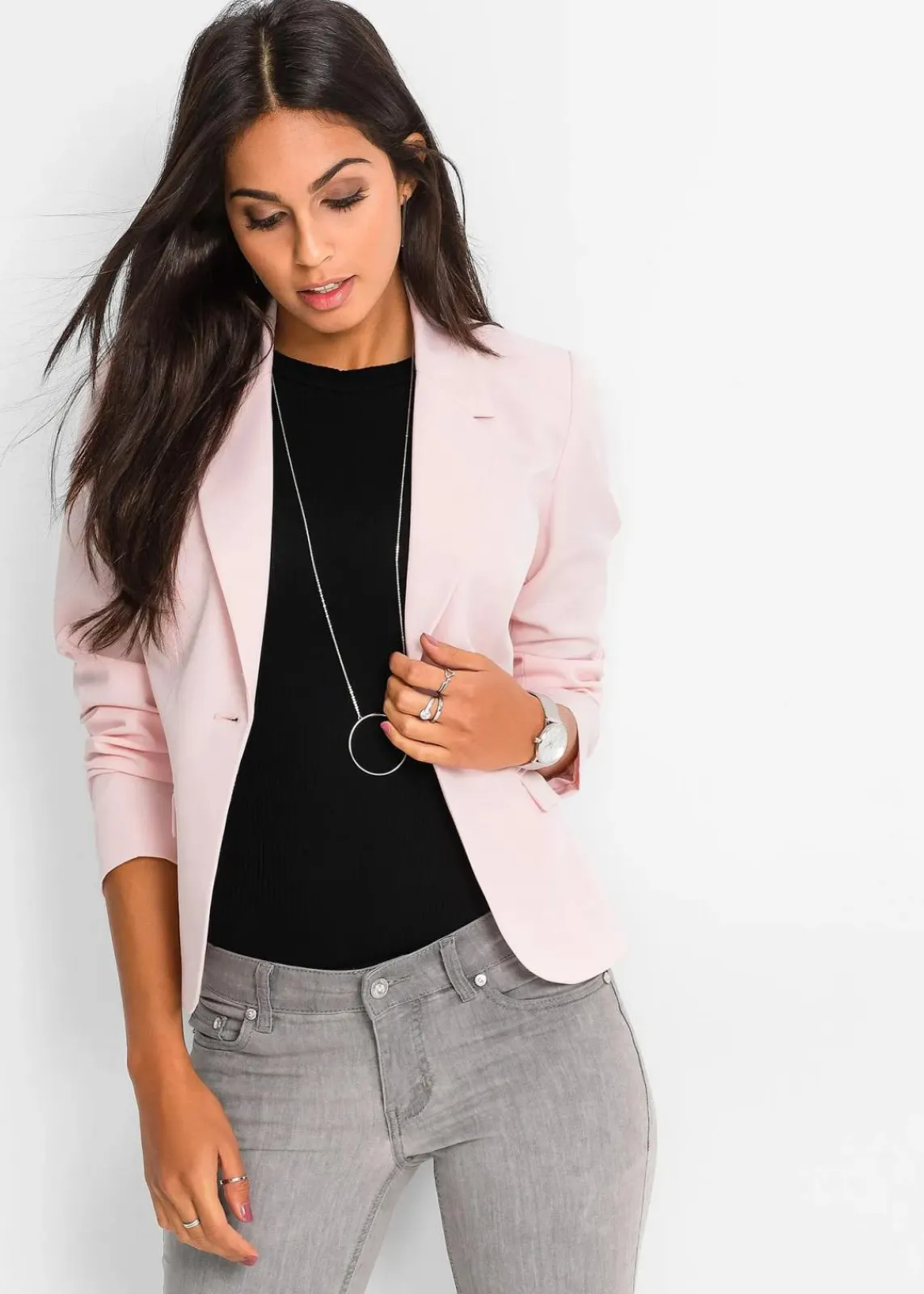 bonprix Blazer|Nachhaltigere Materialien^Kurzblazer perlrosa