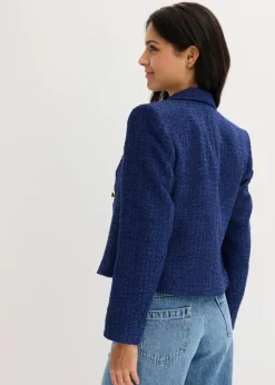 bonprix Blazer|Bekleidung·Basics^Kurzblazer aus softem Bouclé mitternachtsblau meliert