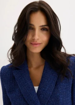 bonprix Blazer|Bekleidung·Basics^Kurzblazer aus softem Bouclé mitternachtsblau meliert
