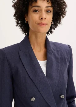 bonprix Bekleidung·Basics|Blazer^Kurzblazer mit markanten Schultern dunkelblau meliert