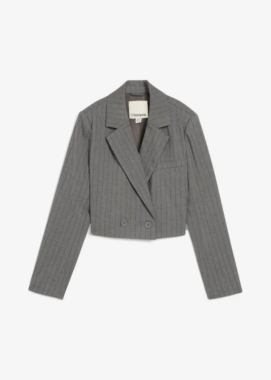 bonprix Bekleidung·Basics|Nachhaltigere Materialien^Kurzblazer mit Reverskragen rauchgrau/schiefergrau gestreift