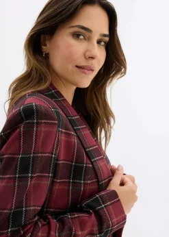 bonprix Blazer|Bekleidung·Basics^Kurzblazer mit Schmuck-Knopf rot kariert