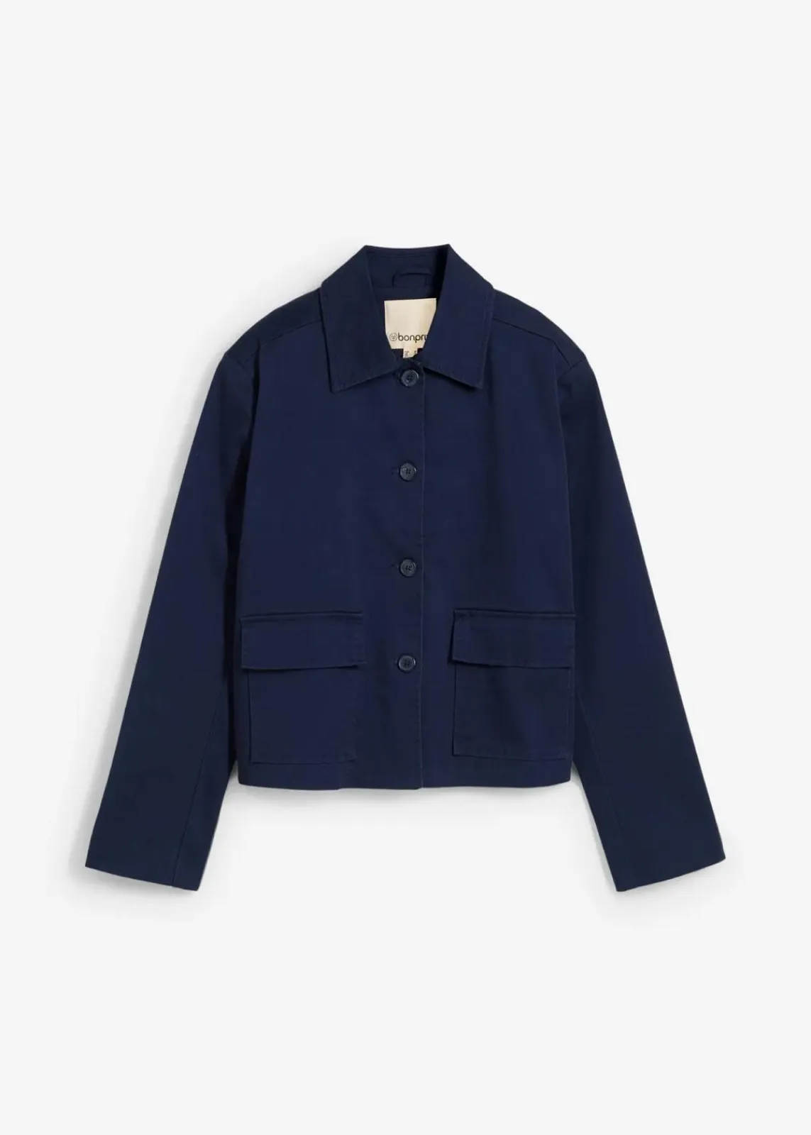 bonprix Bekleidung·Hosen|Zweiteiler & Sets^Kurze Übergangsjacke aus elastischem Bio-Baumwoll-Mix dunkelblau
