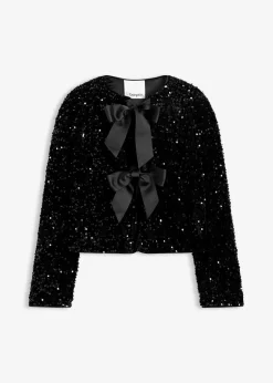 bonprix Bekleidung·Hosen|Jacken & Mäntel^kurze Pailletten-Jacke schwarz