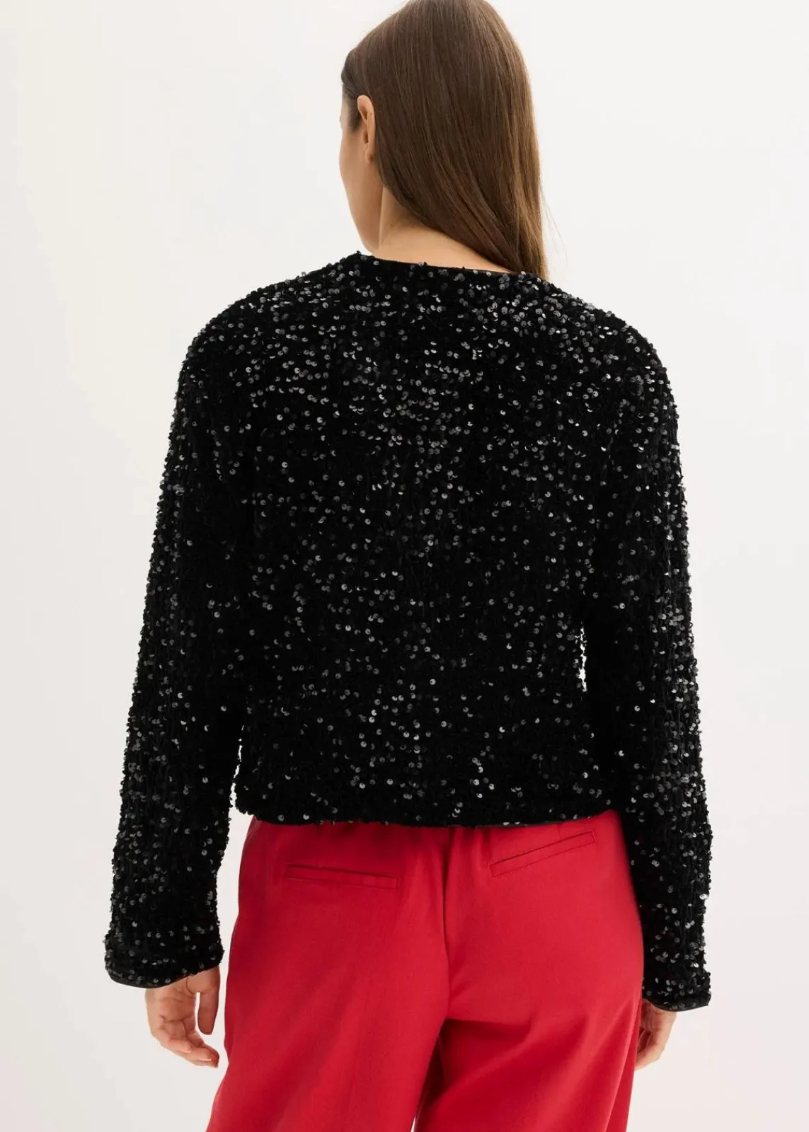 bonprix Bekleidung·Hosen|Jacken & Mäntel^kurze Pailletten-Jacke schwarz