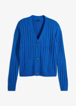 bonprix Bekleidung·Umstandsmode|Bekleidung·Jeans^Kurze Ripp-Strickjacke arktikblau