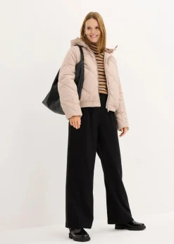 bonprix Bekleidung·Hosen|Jacken & Mäntel^Kurze Steppjacke mit Futter in Kontrastfarbe mandelbeige/hellbraun